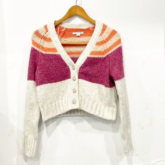 American Eagle Sweater Womens‎ XS Striped Cardigan Cropped Chunky Knit - Picture 2 of 7